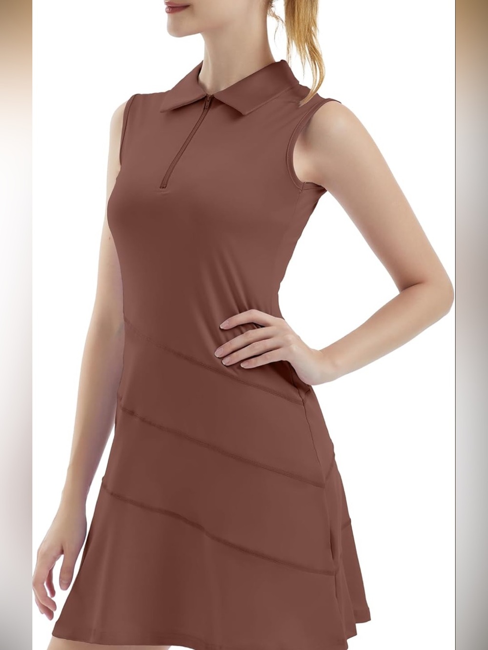 Tennis/sports Sleeveless Polo Dress in Chocolate Brown,size xl with shorts(NWT)